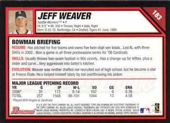 2007 Bowman #183 Jeff Weaver Back