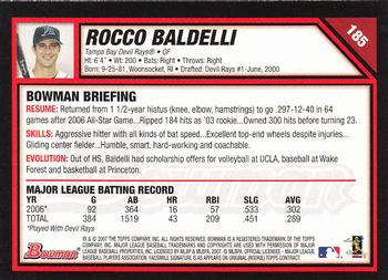 2007 Bowman #185 Rocco Baldelli Back