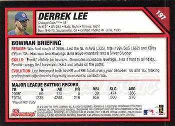 2007 Bowman #197 Derrek Lee Back