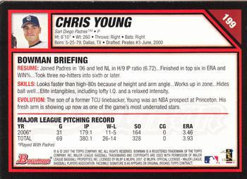 2007 Bowman #199 Chris Young Back