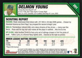 2007 Bowman #201 Delmon Young Back