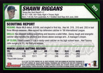 2007 Bowman #203 Shawn Riggans Back