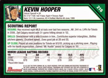 2007 Bowman #216 Kevin Hooper Back