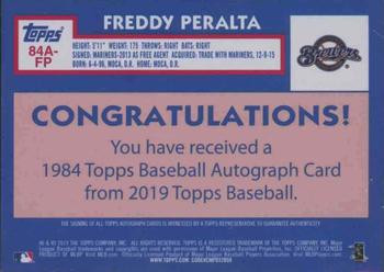 2019 Topps - 1984 Topps Baseball 35th Anniversary Autographs #84A-FP Freddy Peralta Back