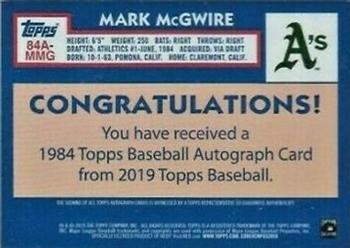 2019 Topps - 1984 Topps Baseball 35th Anniversary Autographs #84A-MMG Mark McGwire Back