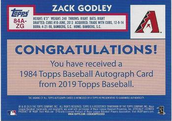 2019 Topps - 1984 Topps Baseball 35th Anniversary Autographs #84A-ZG Zack Godley Back