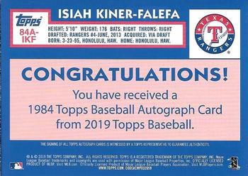 2019 Topps - 1984 Topps Baseball 35th Anniversary Autographs #84A-IKF Isiah Kiner-Falefa Back