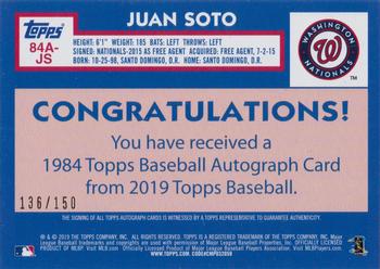 2019 Topps - 1984 Topps Baseball 35th Anniversary Autographs 150th Anniversary #84A-JS Juan Soto Back