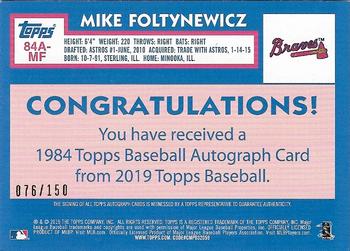 2019 Topps - 1984 Topps Baseball 35th Anniversary Autographs 150th Anniversary #84A-MF Mike Foltynewicz Back