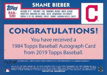 2019 Topps - 1984 Topps Baseball 35th Anniversary Autographs Gold #84A-SBI Shane Bieber Back