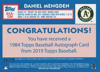 2019 Topps - 1984 Topps Baseball 35th Anniversary Autographs Red #84A-DM Daniel Mengden Back