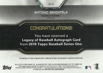 2019 Topps - Legacy of Baseball Autographs #LBA-AS Antonio Senzatela Back