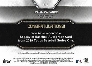 2019 Topps - Legacy of Baseball Autographs #LBA-JC Johan Camargo Back