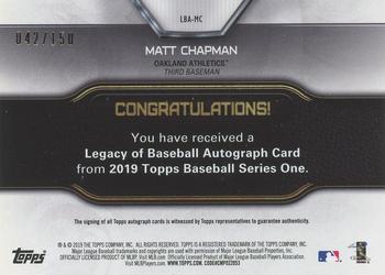 2019 Topps - Legacy of Baseball Autographs 150th Anniversary #LBA-MC Matt Chapman Back