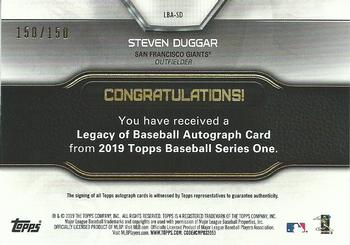 2019 Topps - Legacy of Baseball Autographs 150th Anniversary #LBA-SD Steven Duggar Back