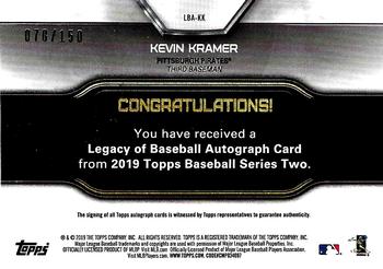 2019 Topps - Legacy of Baseball Autographs 150th Anniversary #LBA-KK Kevin Kramer Back