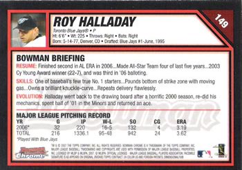2007 Bowman Chrome #149 Roy Halladay Back