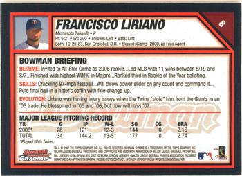 2007 Bowman Chrome #8 Francisco Liriano Back