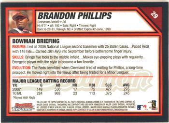 2007 Bowman Chrome #29 Brandon Phillips Back