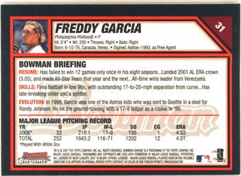 2007 Bowman Chrome #31 Freddy Garcia Back