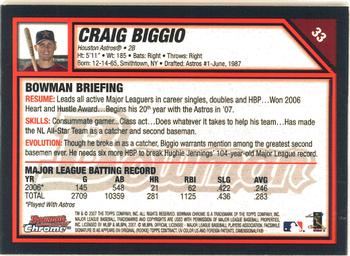2007 Bowman Chrome #33 Craig Biggio Back