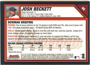 2007 Bowman Chrome #46 Josh Beckett Back