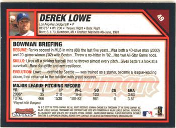 2007 Bowman Chrome #49 Derek Lowe Back