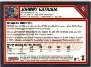 2007 Bowman Chrome #63 Johnny Estrada Back