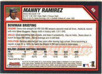 2007 Bowman Chrome #65 Manny Ramirez Back