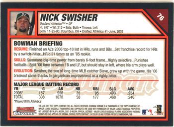 2007 Bowman Chrome #76 Nick Swisher Back