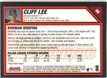 2007 Bowman Chrome #86 Cliff Lee Back