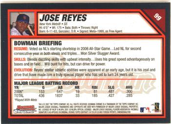 2007 Bowman Chrome #99 Jose Reyes Back