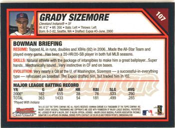 2007 Bowman Chrome #107 Grady Sizemore Back