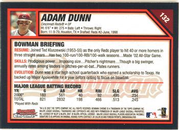2007 Bowman Chrome #132 Adam Dunn Back