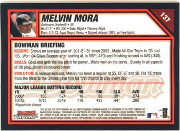 2007 Bowman Chrome #137 Melvin Mora Back