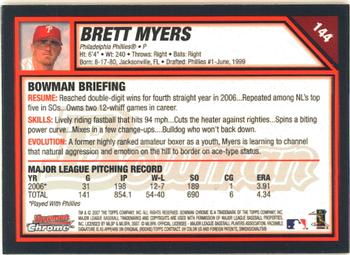 2007 Bowman Chrome #144 Brett Myers Back