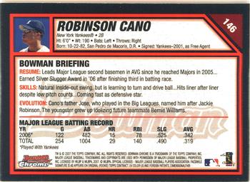 2007 Bowman Chrome #146 Robinson Cano Back