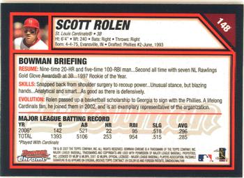 2007 Bowman Chrome #148 Scott Rolen Back