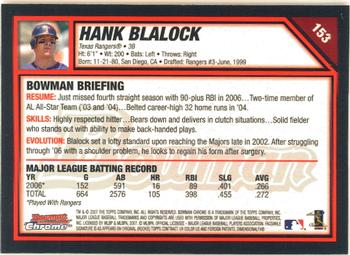 2007 Bowman Chrome #153 Hank Blalock Back