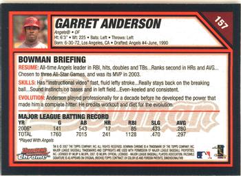 2007 Bowman Chrome #157 Garret Anderson Back