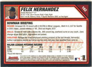 2007 Bowman Chrome #162 Felix Hernandez Back