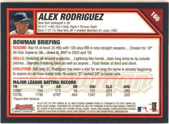 2007 Bowman Chrome #166 Alex Rodriguez Back