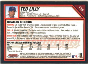 2007 Bowman Chrome #174 Ted Lilly Back