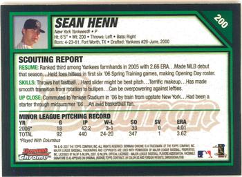 2007 Bowman Chrome #200 Sean Henn Back