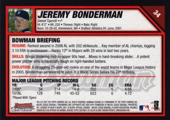 2007 Bowman Chrome #34 Jeremy Bonderman Back
