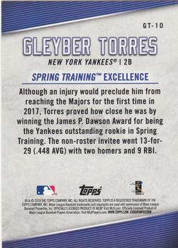 2019 Topps - Gleyber Torres Star Player Highlights #GT-10 Gleyber Torres Back