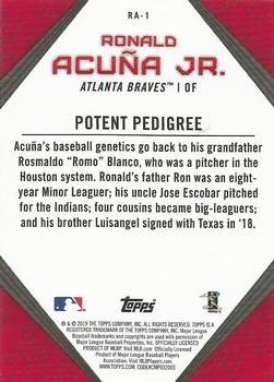 2019 Topps - Ronald Acuna Jr. Star Player Highlights #RA-1 Ronald Acuña Jr. Back