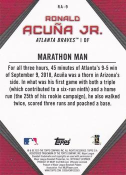 2019 Topps - Ronald Acuna Jr. Star Player Highlights #RA-9 Ronald Acuña Jr. Back