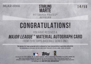 2019 Topps - Major League Material Autographs #MLAR-SMA Starling Marte Back