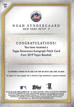 2019 Topps - Topps Reverence Autograph Patch Relics Platinum #TRAP-NSY Noah Syndergaard Back